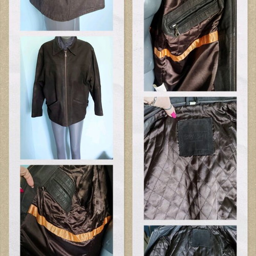 Unisex suede jacket used, brown, with lining and padding