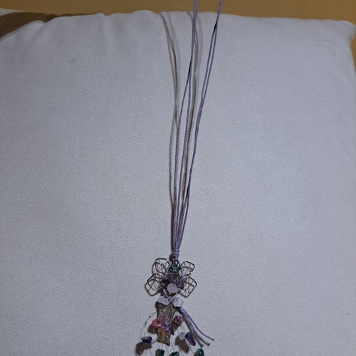 Handmade necklace with multicolor semi-precious stones like amethyst quartz aventurine