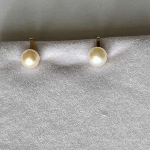 Gold clip earrings with 14k pearls new