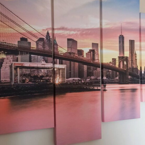 Canvas painting pentaptych 'Brooklyn Bridge' like new