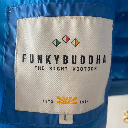 Funky Buddha sleeveless jacket like new, size Large, blue