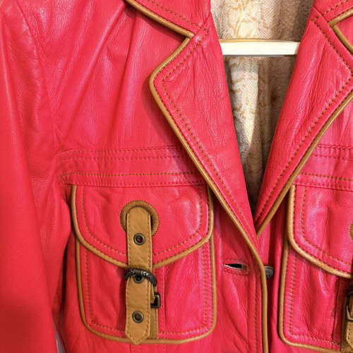 Just Cavalli women's leather jacket coral color like new size 40 IT (S)