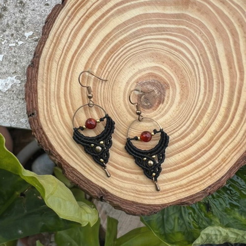 Macrame earrings new, handmade black