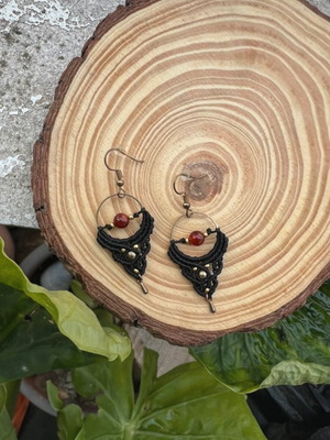 Macrame earrings new, handmade black