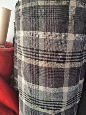 Plaid upholstery fabric gray black 10m x 1.5m new
