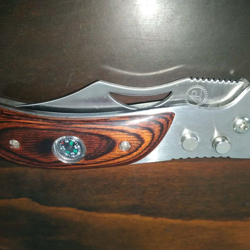 Μπρελόκ knife με πυξίδα καινούργιο, πτυσσόμενο από ανοξείδωτο ατσάλι