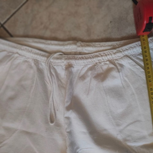 Linen cargo pants unisex like new, white, cotton drawstring