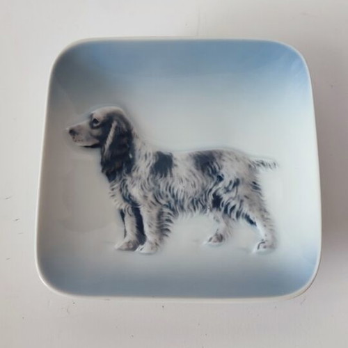 Royal Copenhagen porcelain set with swallow vase & collectible Cocker Spaniel plate