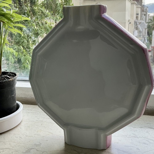 Deborah ceramic vase handpainted, used, 1980s France