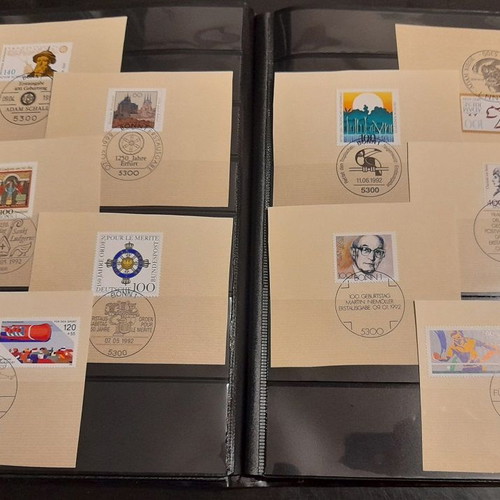 Germany stamp collection used, 100 complete paper series with commemorative postmarks