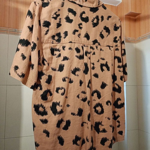Marks & Spencer linen shirt brown animal print new, size S