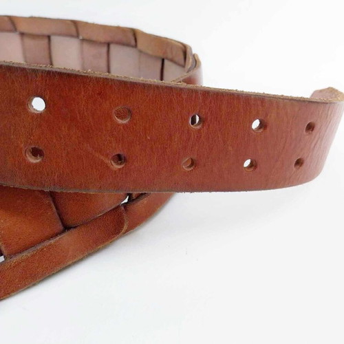 KNUCKLEHEAD Leather Belt, Brown men's leather belt with metal buckle with two prongs