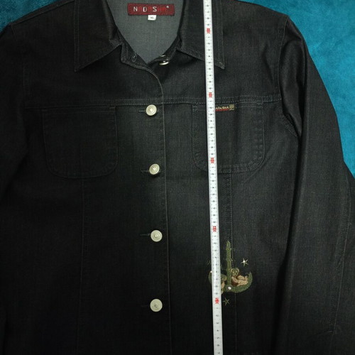 Women's elastic black denim set with embroidery like new