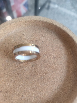 Steel ring size 56 like new, white and gold colors