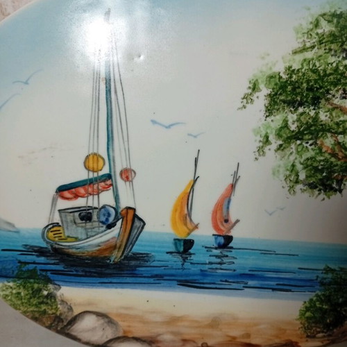 Decorative ceramic wall plate of Greek folk art new