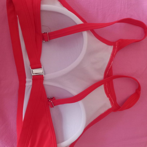 Bikini top red, bustier style, like new, size L