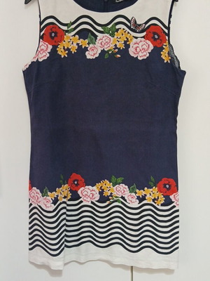 Desigual linen dress used, colorful, elastic