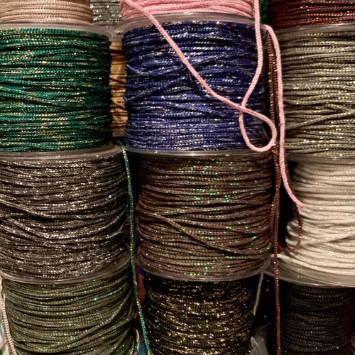 Polypropylene 2mm cords for knitted bags, pack of 25 with metallic threads