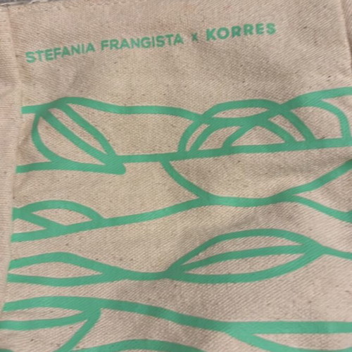 Stefania Frangista toiletry bag new beige with green