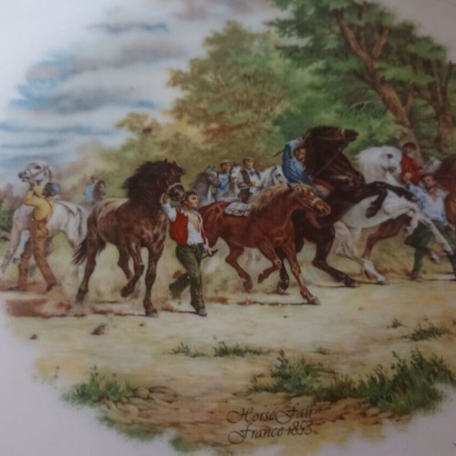 Decorative plate "The Horse Fair" 1853 by Rosa Bonheur, Bavaria, used