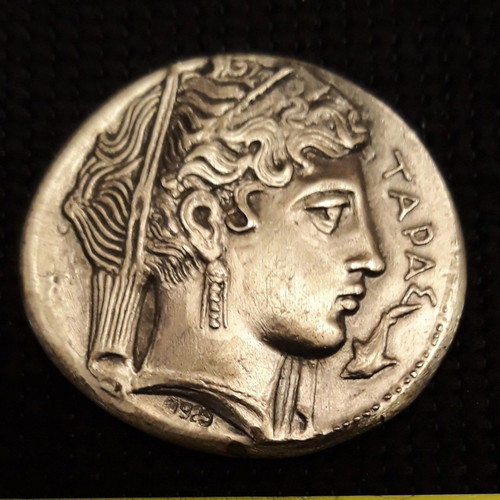 Taras replica ancient coin 23.2gr 925 silver new with stamp