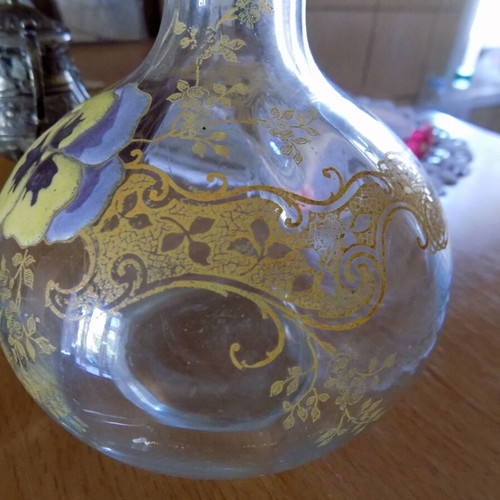 Antique carafe hand-painted used 19th century