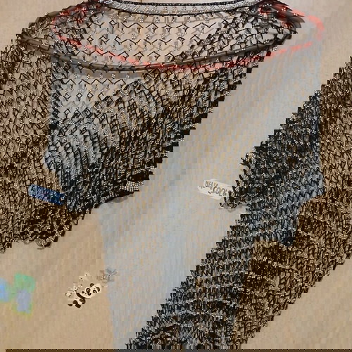 Ζακετάκι κοντό μανίκι χειροποίητο πλέγματος με χάντρες σαν καινούργιο