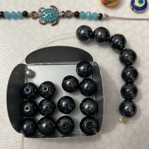 Beads for bracelet, pack of 23, new, black and gray