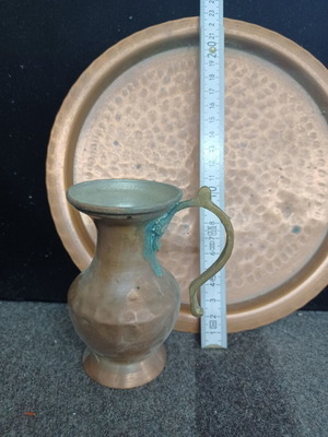 Bronze decorative collectible jug and tray set used