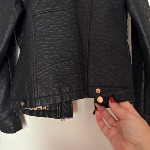 Lynne faux leather jacket with fur collar like new, black, size L