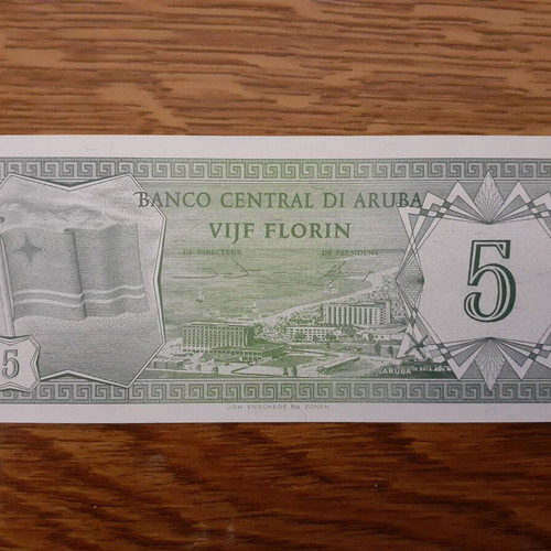 Island Aruba 5 Florin 1986 banknote new, collectible