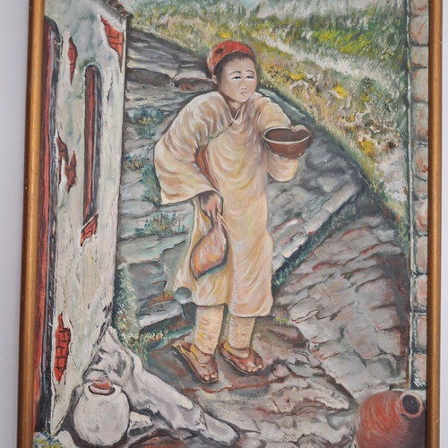 Signed painting The Child of Mercy NK oil on canvas like new 53x72 cm