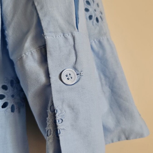 Zara oversized blouse with cutout embroidery, blue, size S