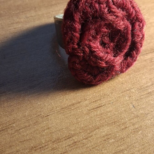 Handmade red knitted ring one size like new