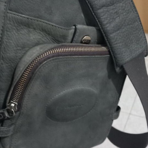 Longchamp Crossbody Messenger Bag, genuine leather, grey