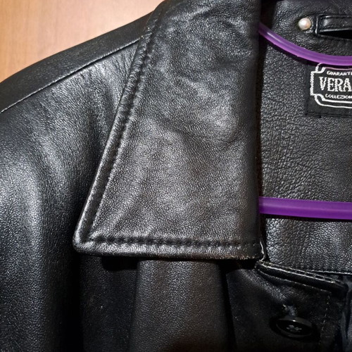 Vera Pelle leather coat used, men's black, size L