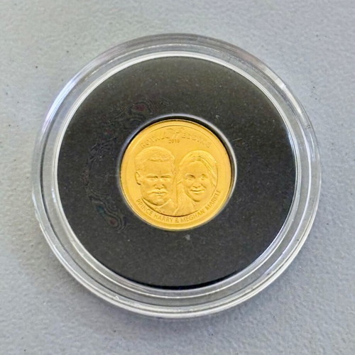 Cook Islands 5 Dollars Gold Coin 999 Elizabeth II Royal Wedding Harry and Meghan new