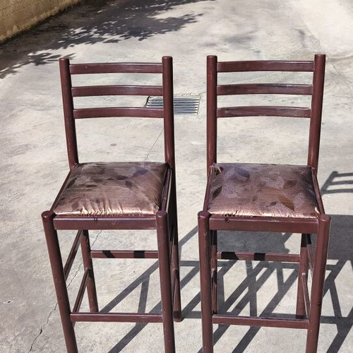 Bar stools used, set of two with new fabric seats