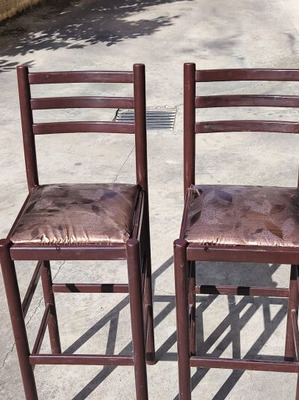 Bar stools used, set of two with new fabric seats