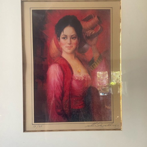 Botis Thalassinos Numbered Lithograph “Woman with Jug” like new with frame