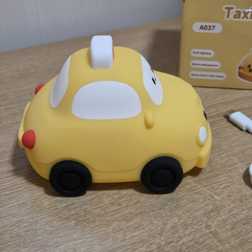 Taxi children's night lamp silicone, 3 brightness levels, USB rechargeable, 10 cm