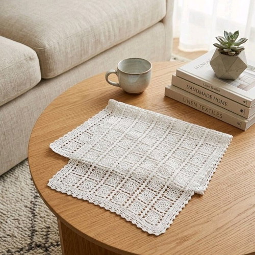 Handmade crochet table runner 80x45cm like new