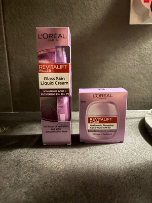 L’Oreal Glass Skin Liquid Cream and Revitalift Filler Hyaluronic Aqua Fluid SPF30