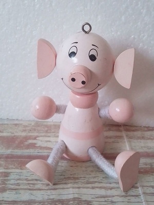 Χειροποίητο ξύλινο γουρουνάκι Pink Piggy μεταχειρισμένο