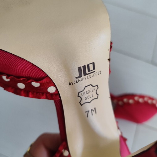 JLo Jennifer Lopez Heels like new, size 38, red and white polka dot