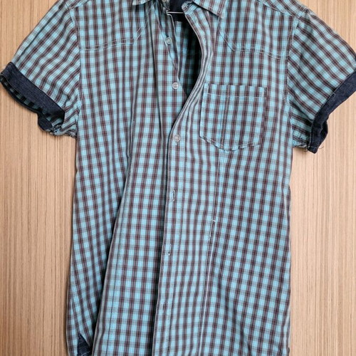 Men's short-sleeve shirt used, size S, turquoise