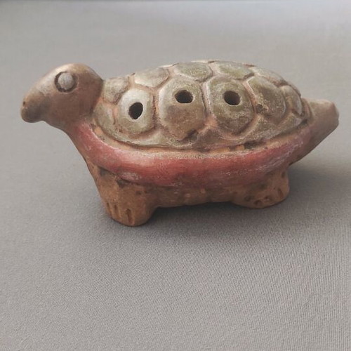 Ceramic turtle ocarina used, vintage