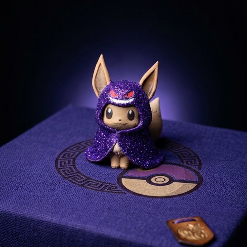 Little Figure Eevee Wearing Poncho Gengar Glitter Edition Handmade