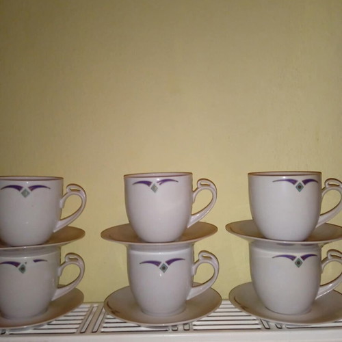 Coffee or tea cups set of 6 porcelain with subtle design new