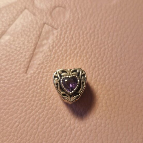 Silver heart with purple stone like new